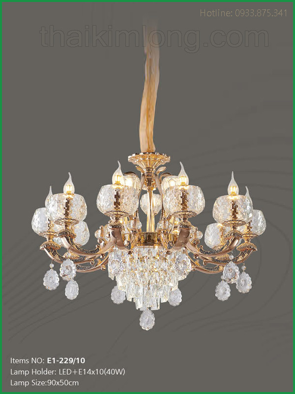 Đèn chùm Pha Lê Nến Thái Kim Long E1-229/10